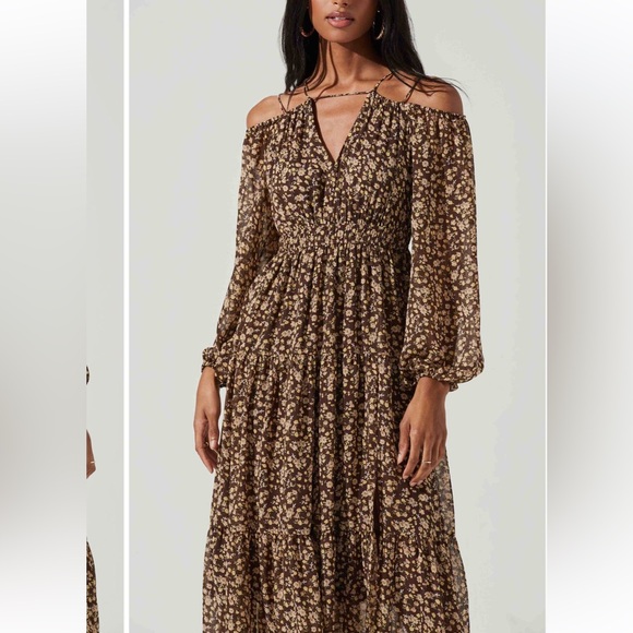 ASTR the Label Ciri Floral Cold Shoulder Long Sleeve Dress - Picture 7 of 11